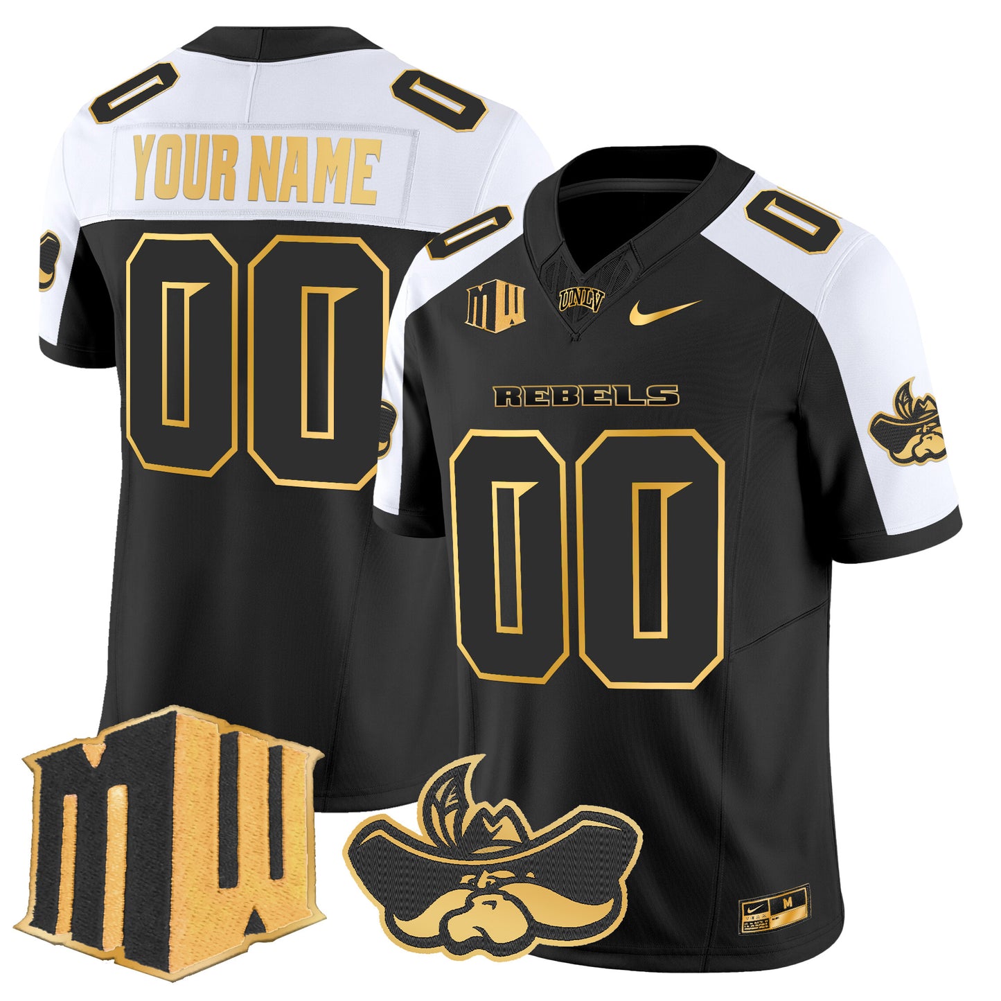 UNLV Rebels 2025 Gold Vapor Limited Custom Jersey - All Stitched