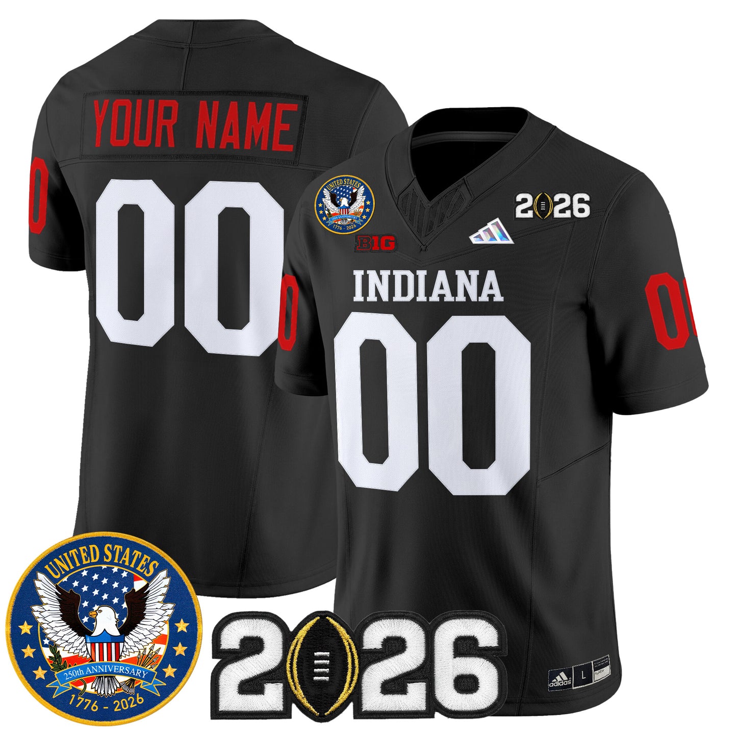 Indiana Hoosiers "United States 250th Anniversary Patch" Vapor Limited Custom Jersey V2 - All Stitched