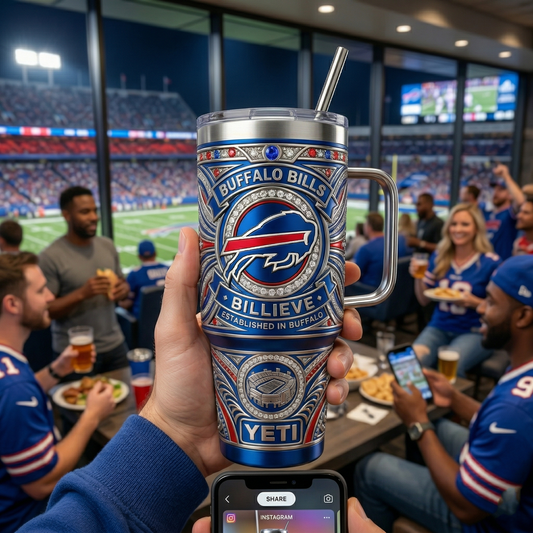 Bills 40 oz Tumbler with Handle and Lid
