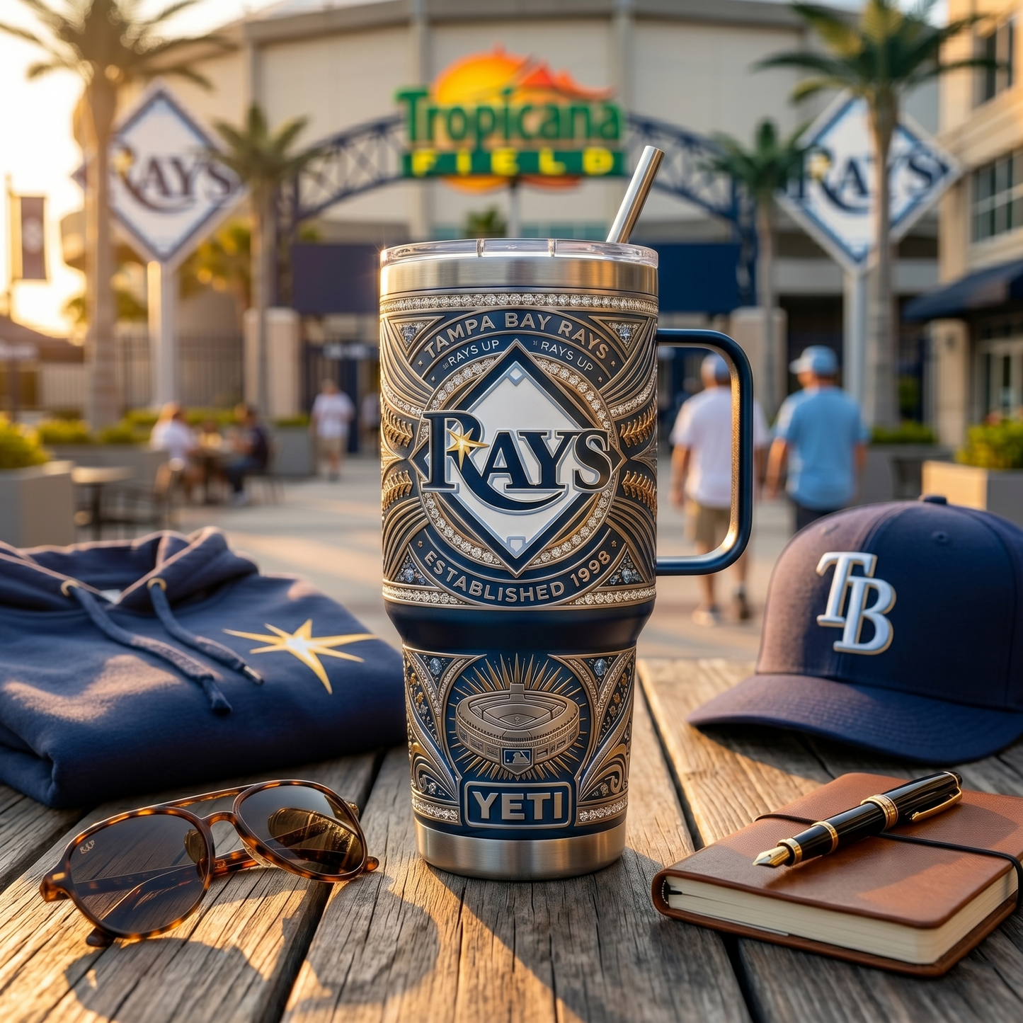 Tampa Bay Rays 40 oz Tumbler with Handle and Lid