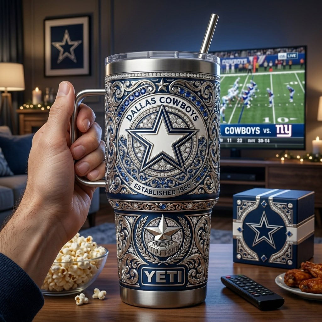 Dallas Cowboys 40 oz Tumbler with Handle and Lid