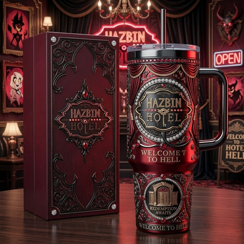 Hazbin Hotel 40 oz Tumbler with Handle and Lid