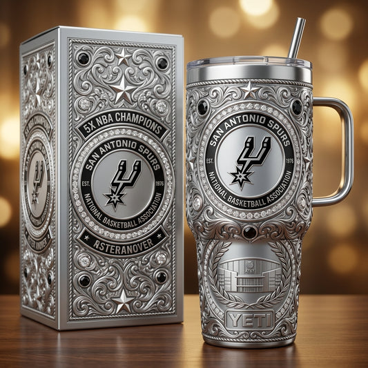 San Antonio Spurs 40oz Tumbler with Lid and Straw