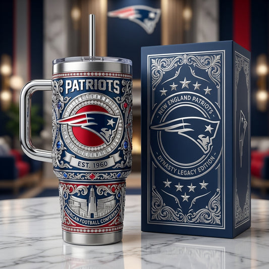 New England Patriots 40oz Tumbler with Lid and Straw