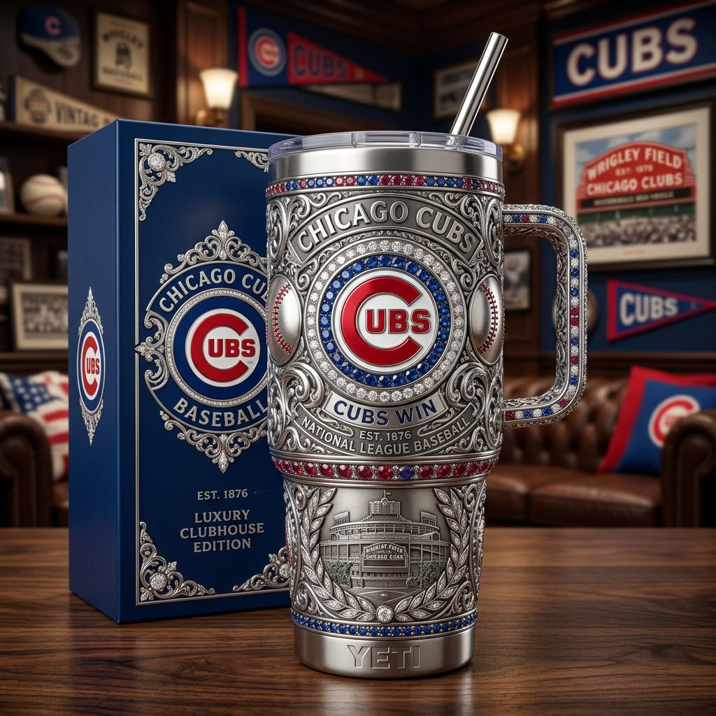Chicago Cubs 40oz Tumbler with Lid and Straw