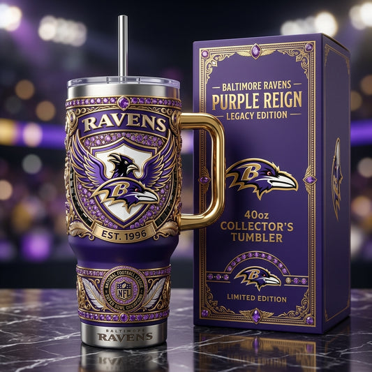 Baltimore Ravens 40oz Tumbler with Lid and Straw