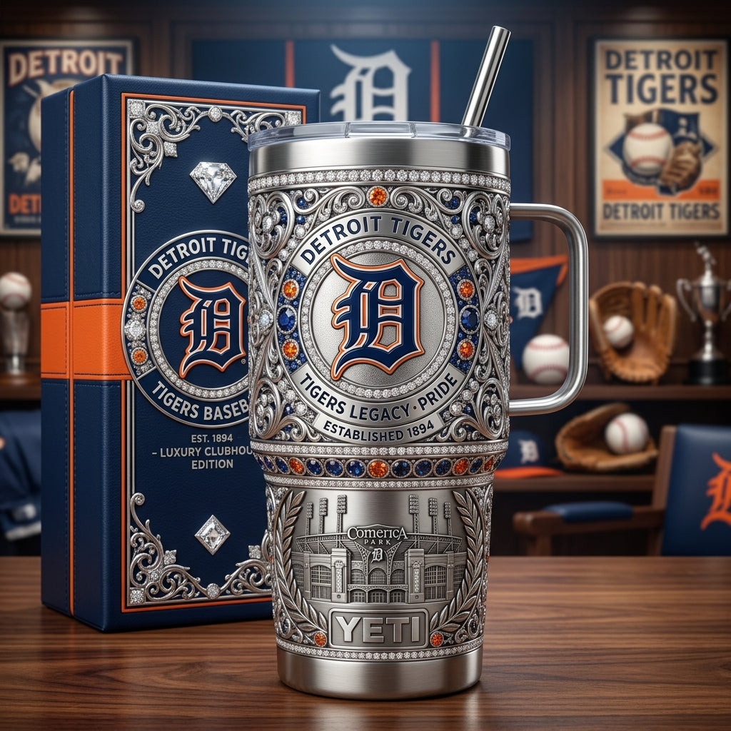Detroit Tigers 40oz Tumbler with Lid and Straw