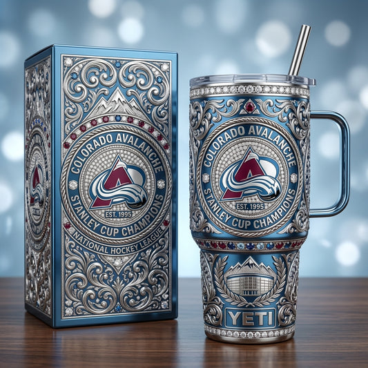 Colorado Avalance 40oz Tumbler with Lid and Straw