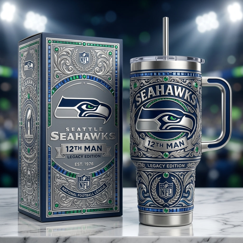 Seattle Seahawks 40oz Tumbler with Lid and Straw