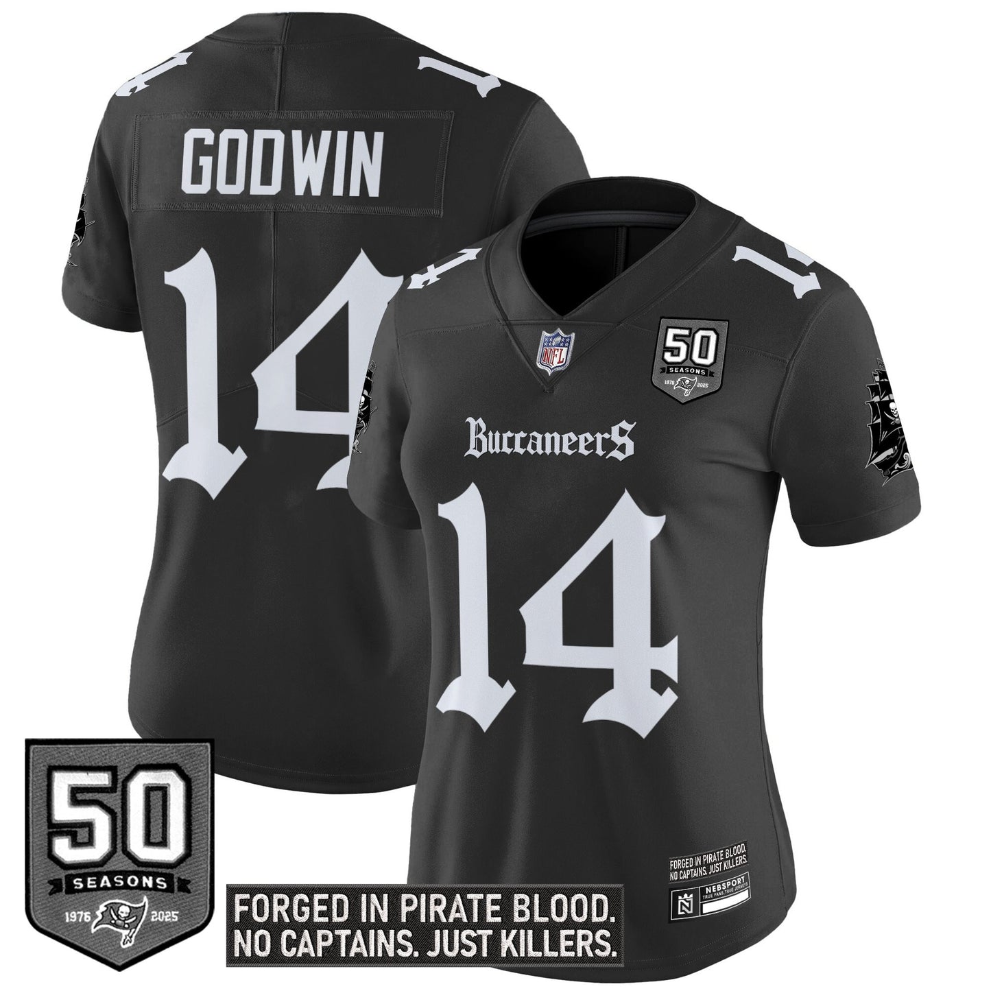 Women's Tampa Bay Buccaneers 'Gothic Pirate Shadows Edition' Vapor Limited Jersey - All Stitched
