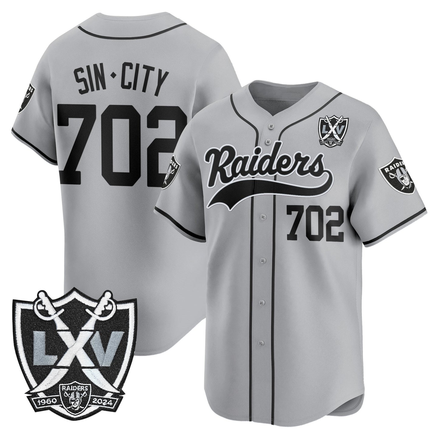 Men's Las Vegas Raiders 65th Anniversary Patch Vapor Baseball Jersey - All Stitched