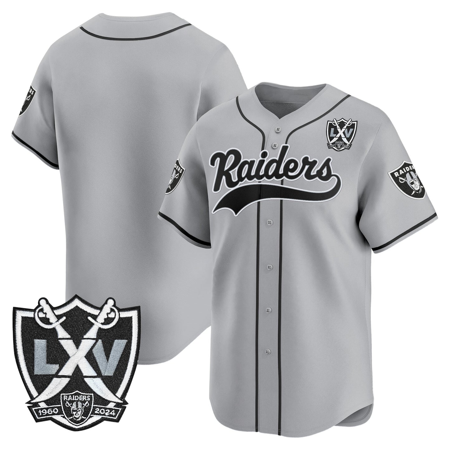 Men's Las Vegas Raiders 65th Anniversary Patch Vapor Baseball Jersey - All Stitched