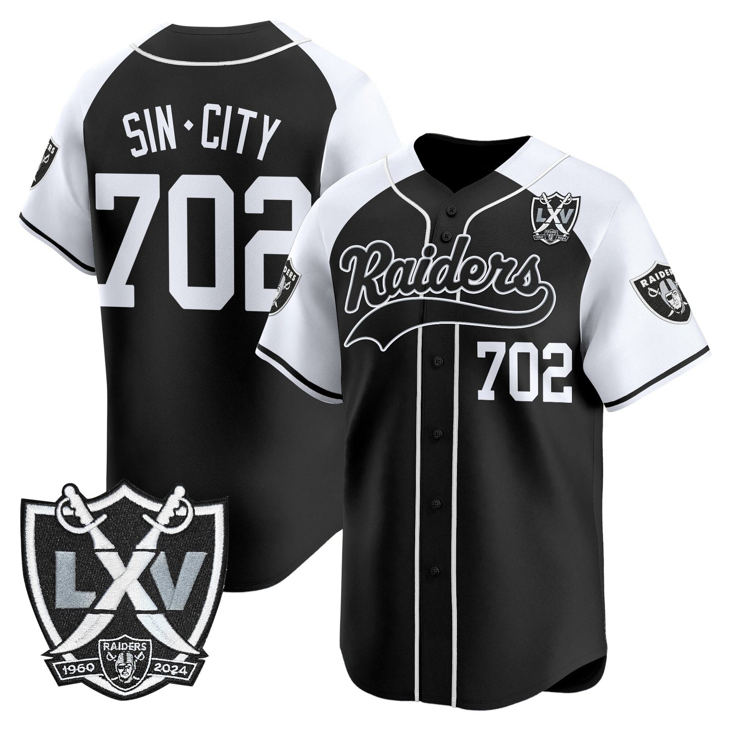 Men's Las Vegas Raiders 65th Anniversary Patch Vapor Baseball Jersey - All Stitched