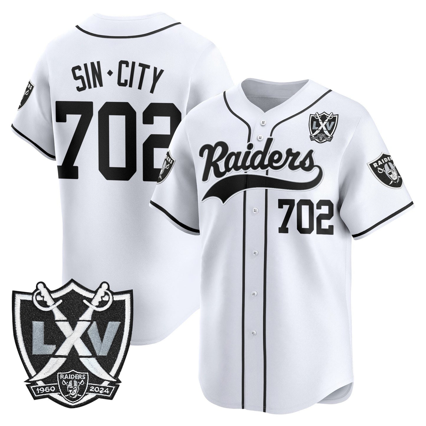 Men's Las Vegas Raiders 65th Anniversary Patch Vapor Baseball Jersey - All Stitched