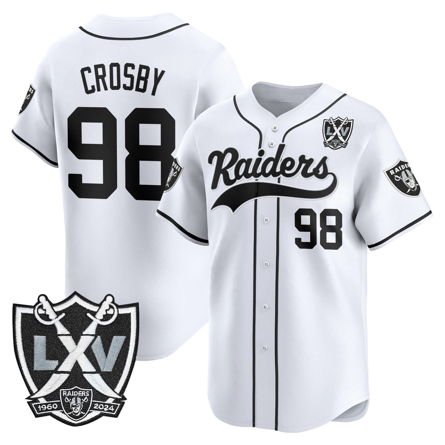 Men's Las Vegas Raiders 65th Anniversary Patch Vapor Baseball Jersey - All Stitched
