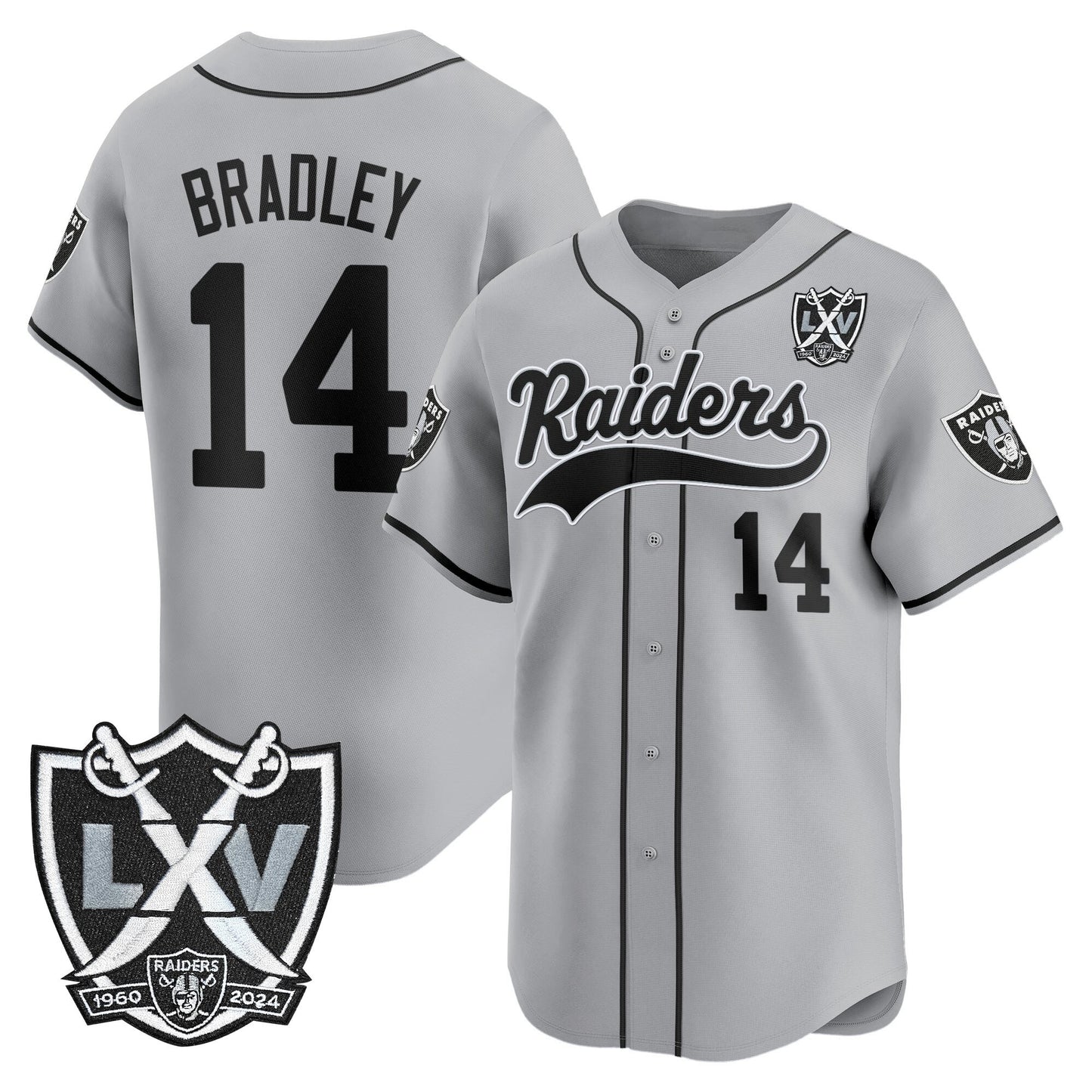 Men's Las Vegas Raiders 65th Anniversary Patch Vapor Baseball Jersey - All Stitched