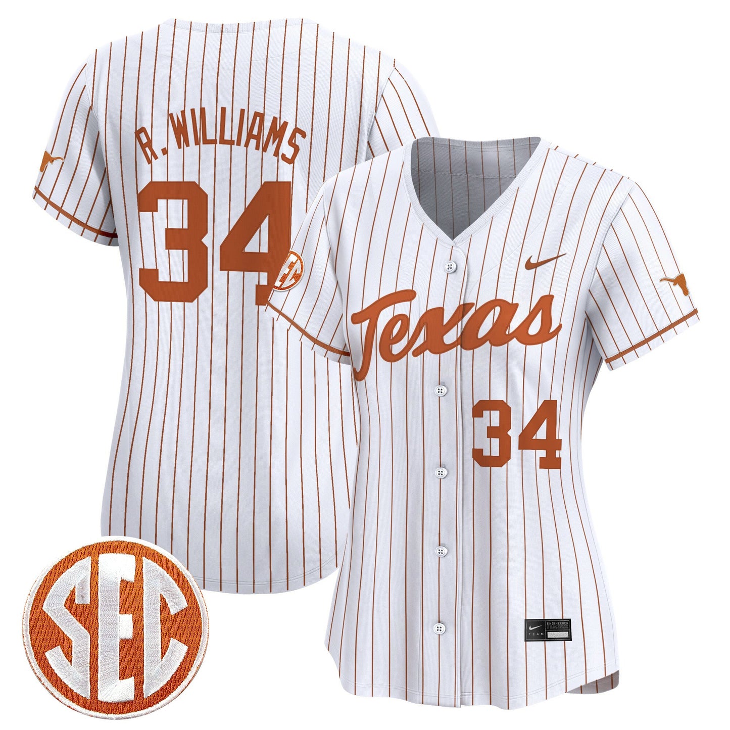 Women's Texas Longhorns 2025 Vapor Baseball Jersey - All Stitched