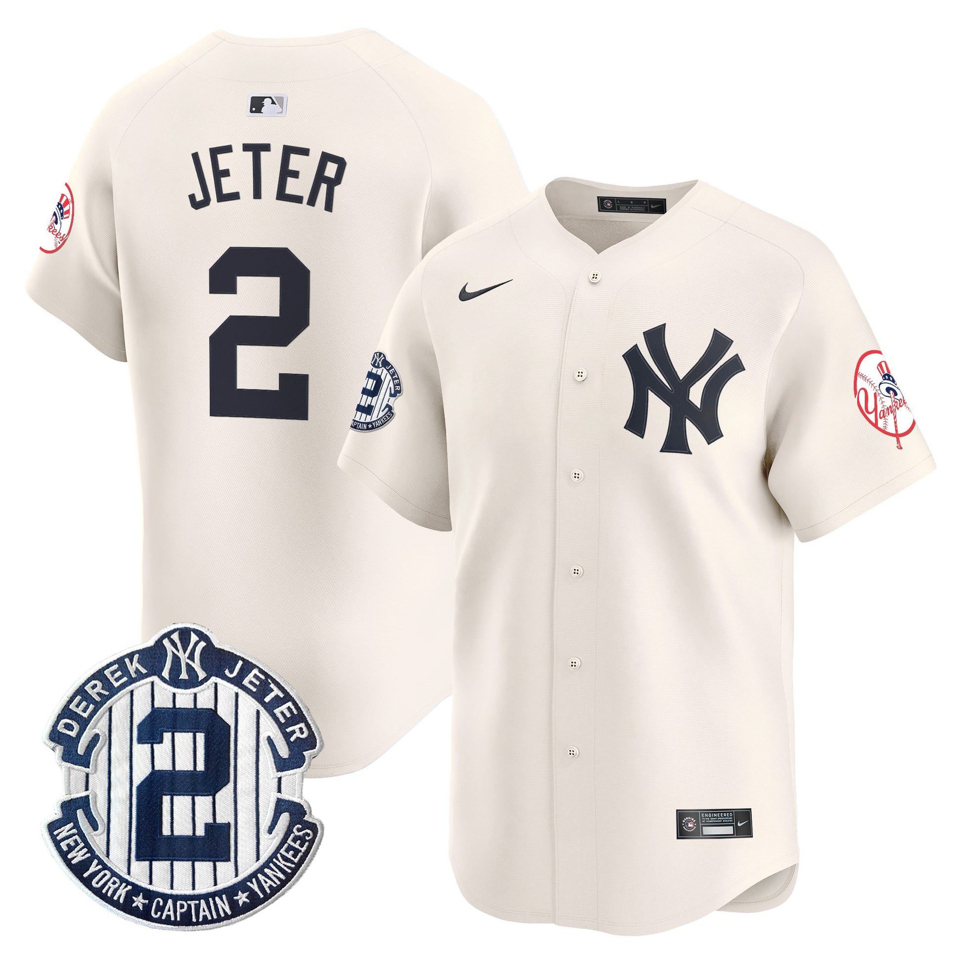 Men's New York Yankees Throwback Vapor Premier Limited Jersey - Derek Jeter Patch - All Stitched