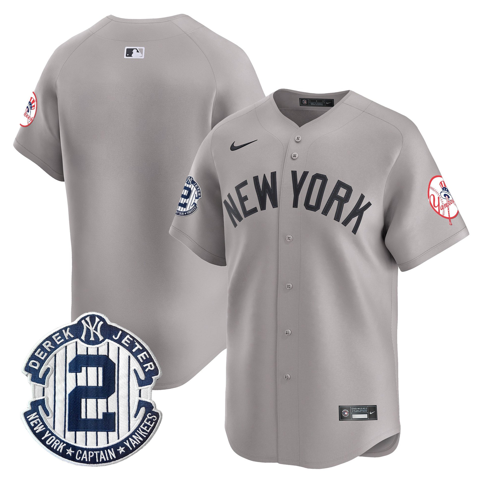 Men's New York Yankees Throwback Vapor Premier Limited Jersey - Derek Jeter Patch - All Stitched