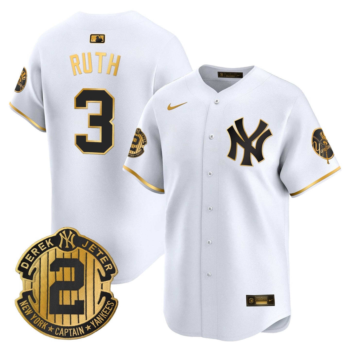 Men's New York Yankees Throwback Vapor Premier Limited Jersey - Derek Jeter Patch - All Stitched