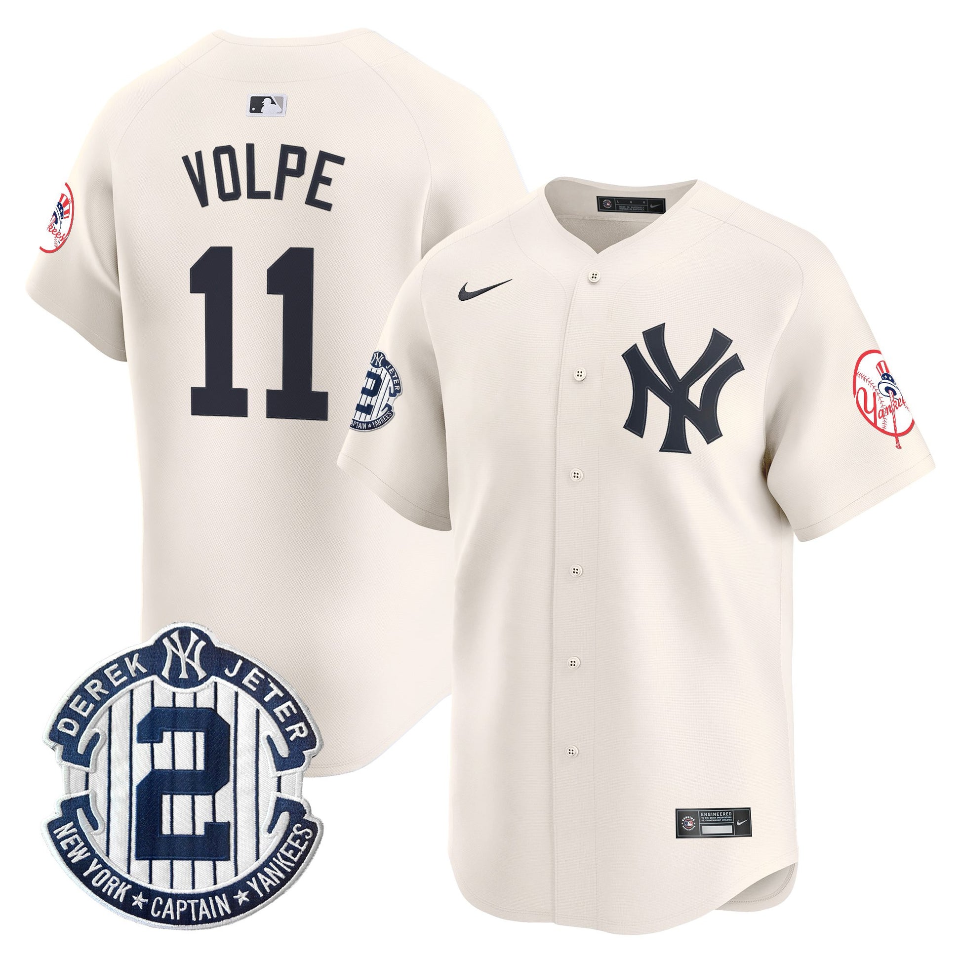 Men's New York Yankees Throwback Vapor Premier Limited Jersey - Derek Jeter Patch - All Stitched