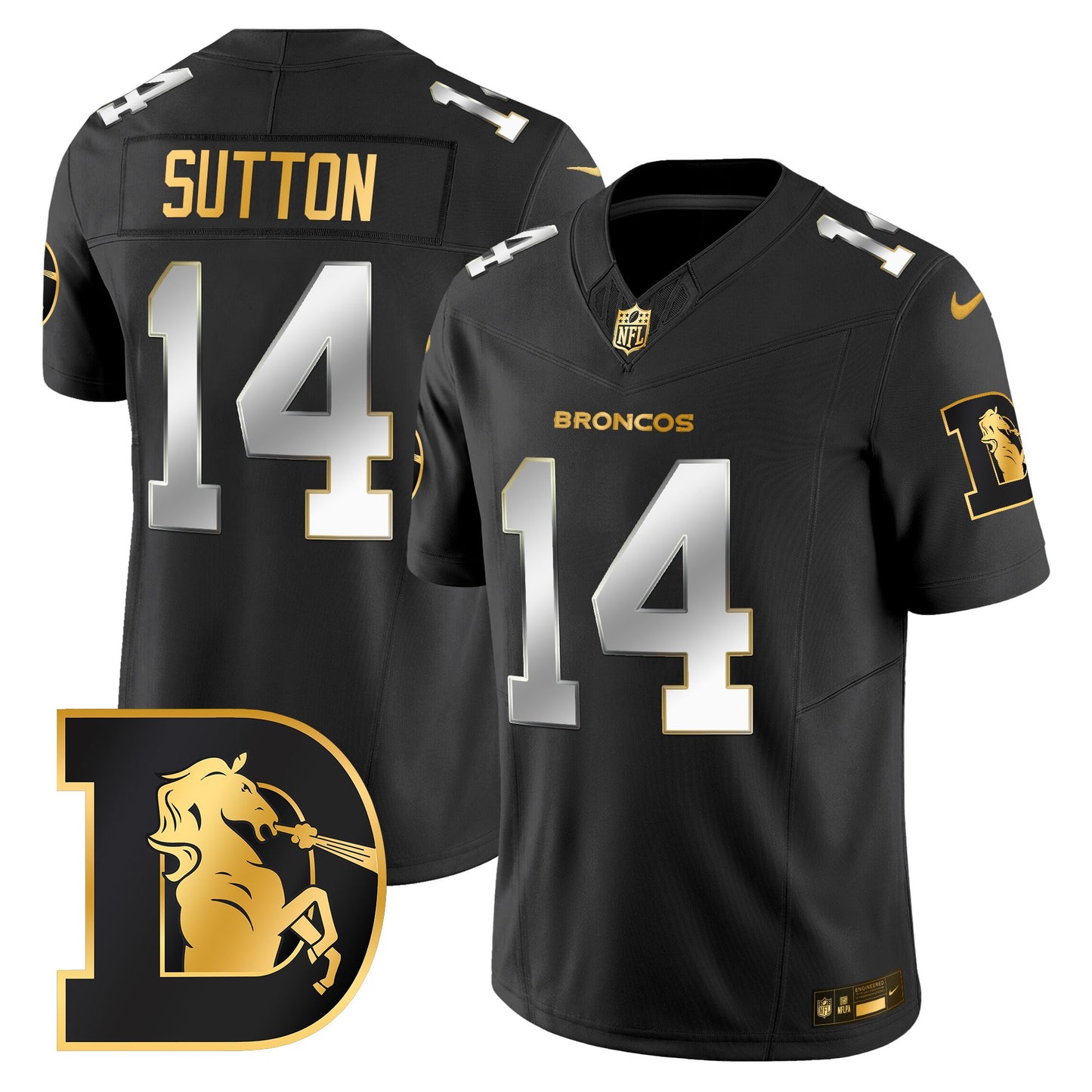 Men's Denver Broncos Throwback Gold Vapor Limited Jersey - All Stitched