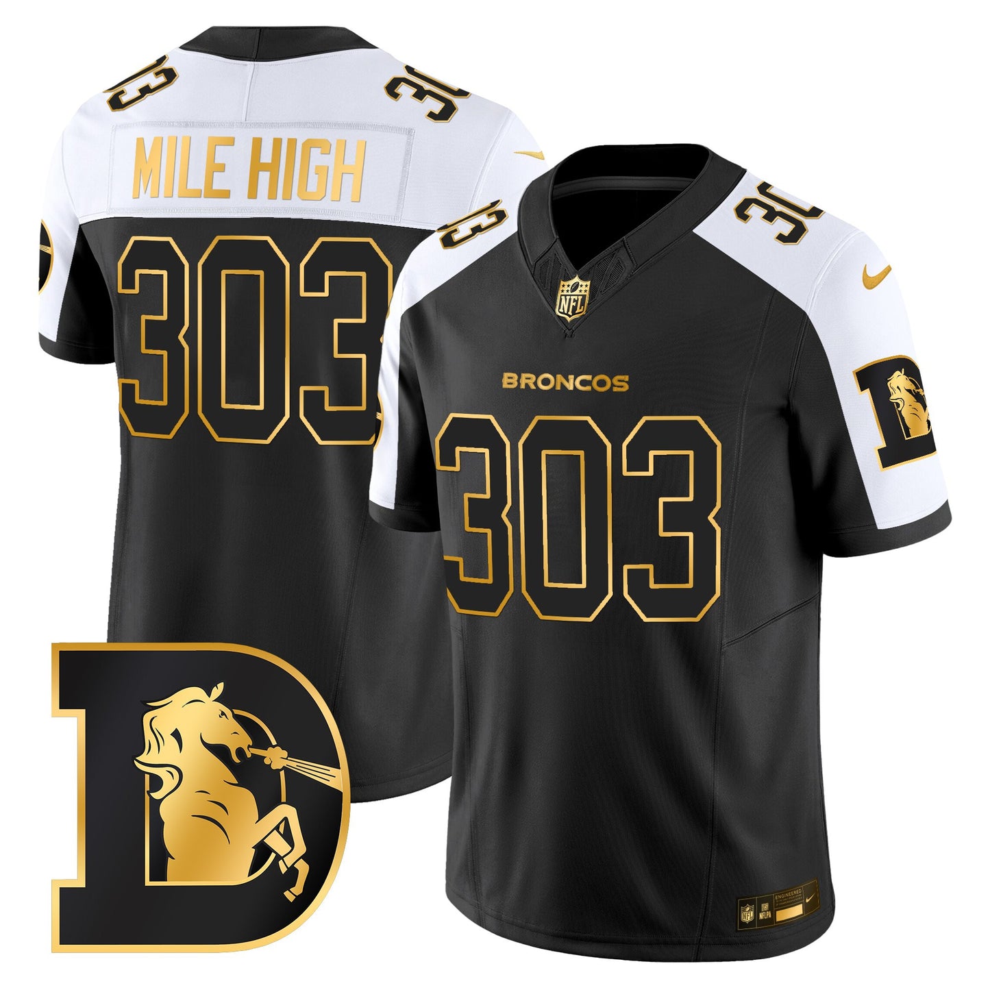 Men's Denver Broncos Throwback Gold Vapor Limited Jersey - All Stitched