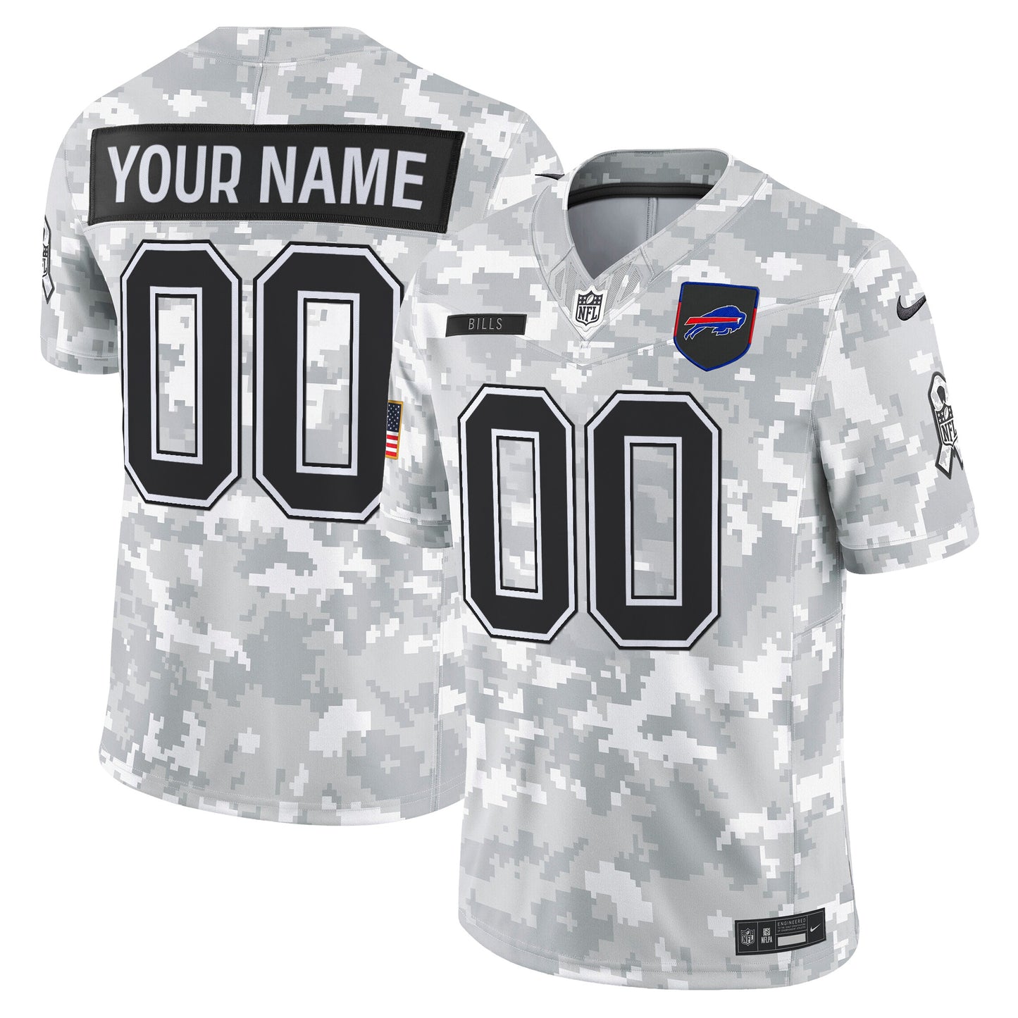 Buffalo Bills 2025 Salute to Service Vapor Limited Custom Jersey - All Stitched