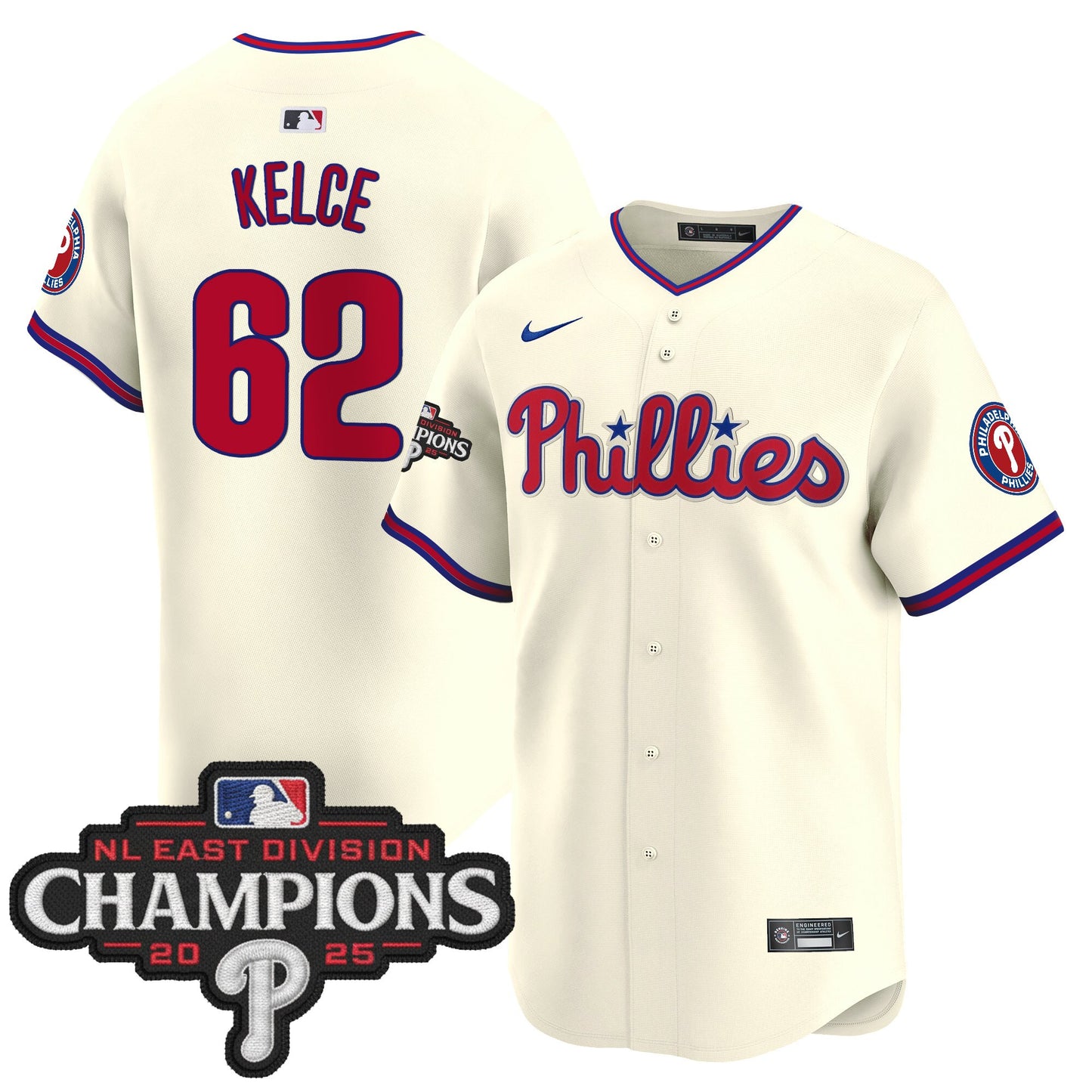 Men's Philadelphia Phillies 2025 NL East Division Champions Patch Vapor Premier Limited Jersey - All Stitched