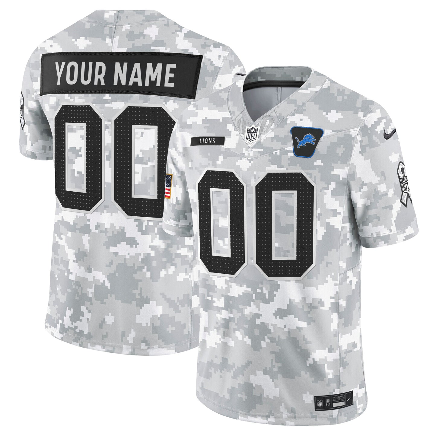 Detroit Lions 2025 Salute to Service Vapor Limited Custom Jersey - All Stitched