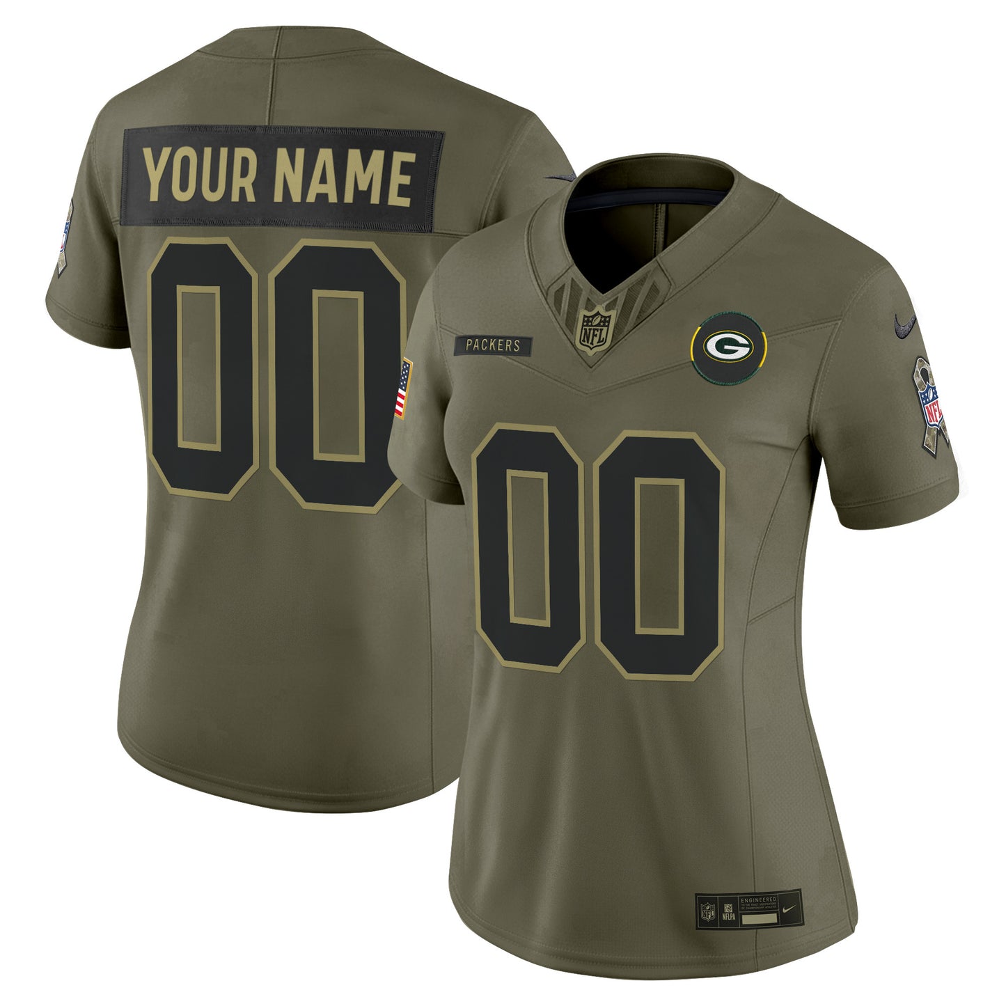 Green Bay Packers 2025 Salute to Service Vapor Limited Custom Jersey - All Stitched