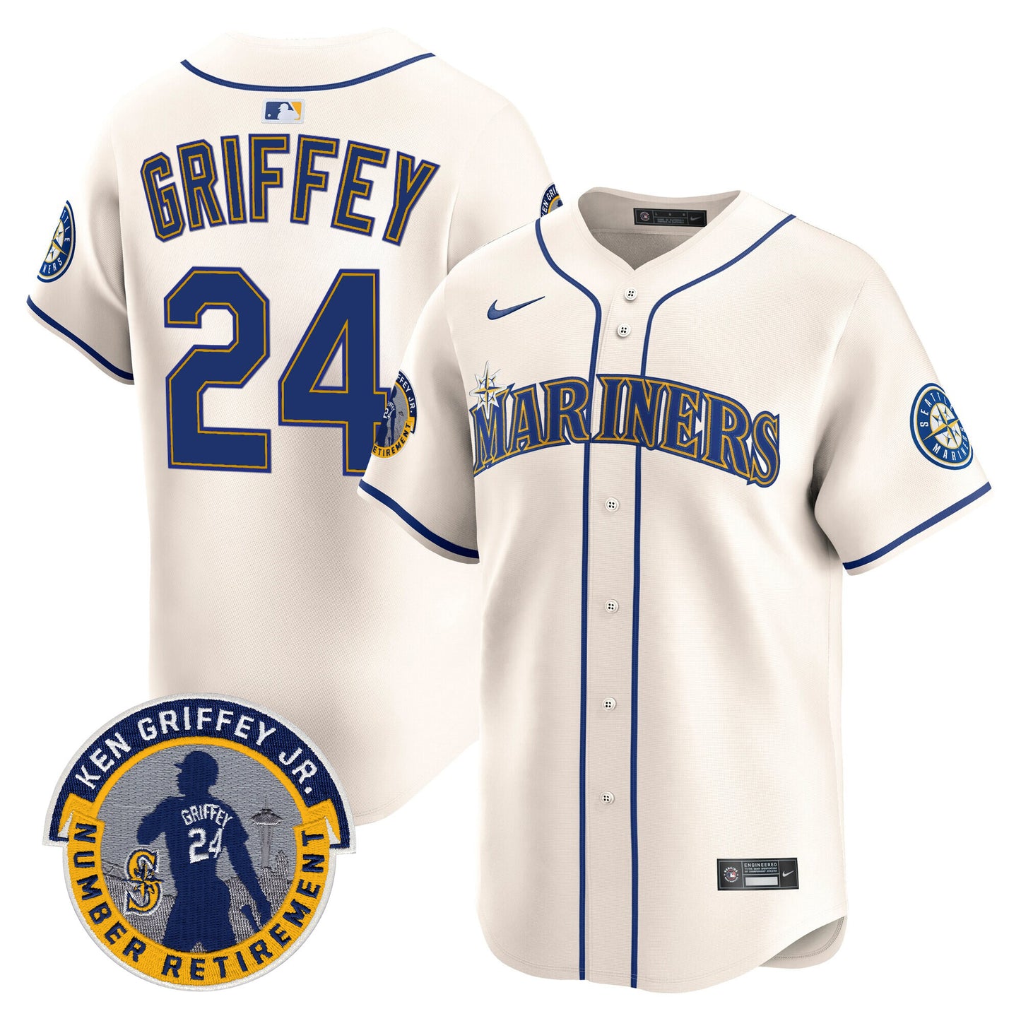 Men's Seattle Mariners 2025 Ken Griffey Jr. Patch Vapor Premier Limited Jersey - All Stitched
