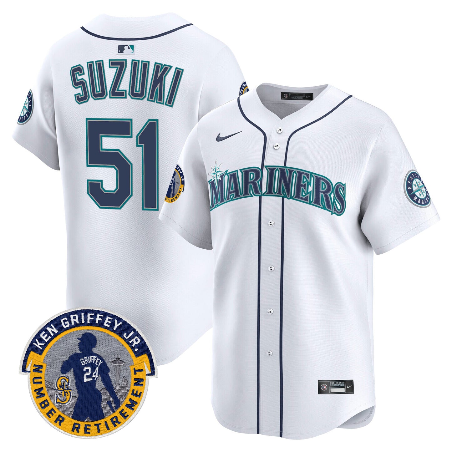 Men's Seattle Mariners 2025 Ken Griffey Jr. Patch Vapor Premier Limited Jersey - All Stitched