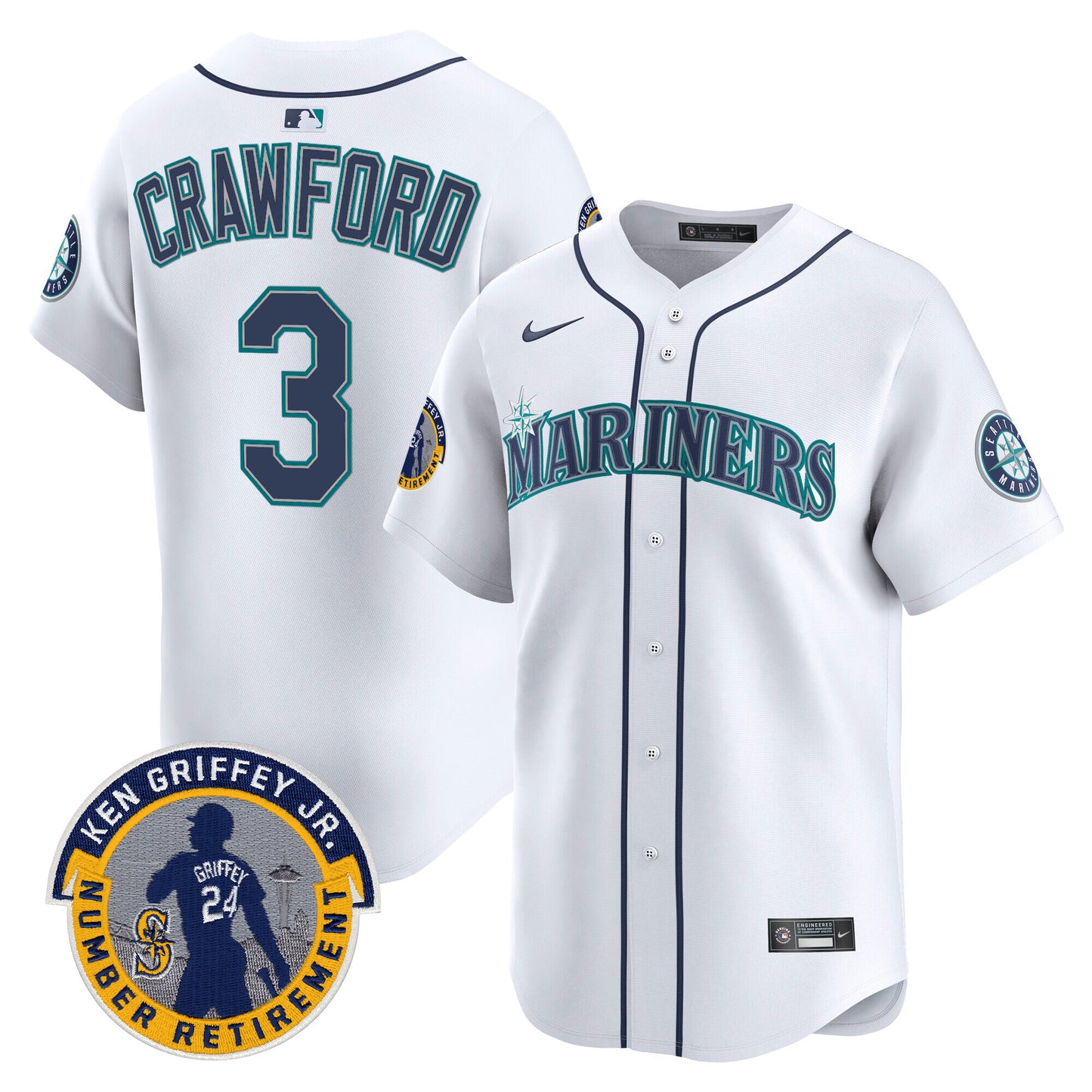 Men's Seattle Mariners 2025 Ken Griffey Jr. Patch Vapor Premier Limited Jersey - All Stitched