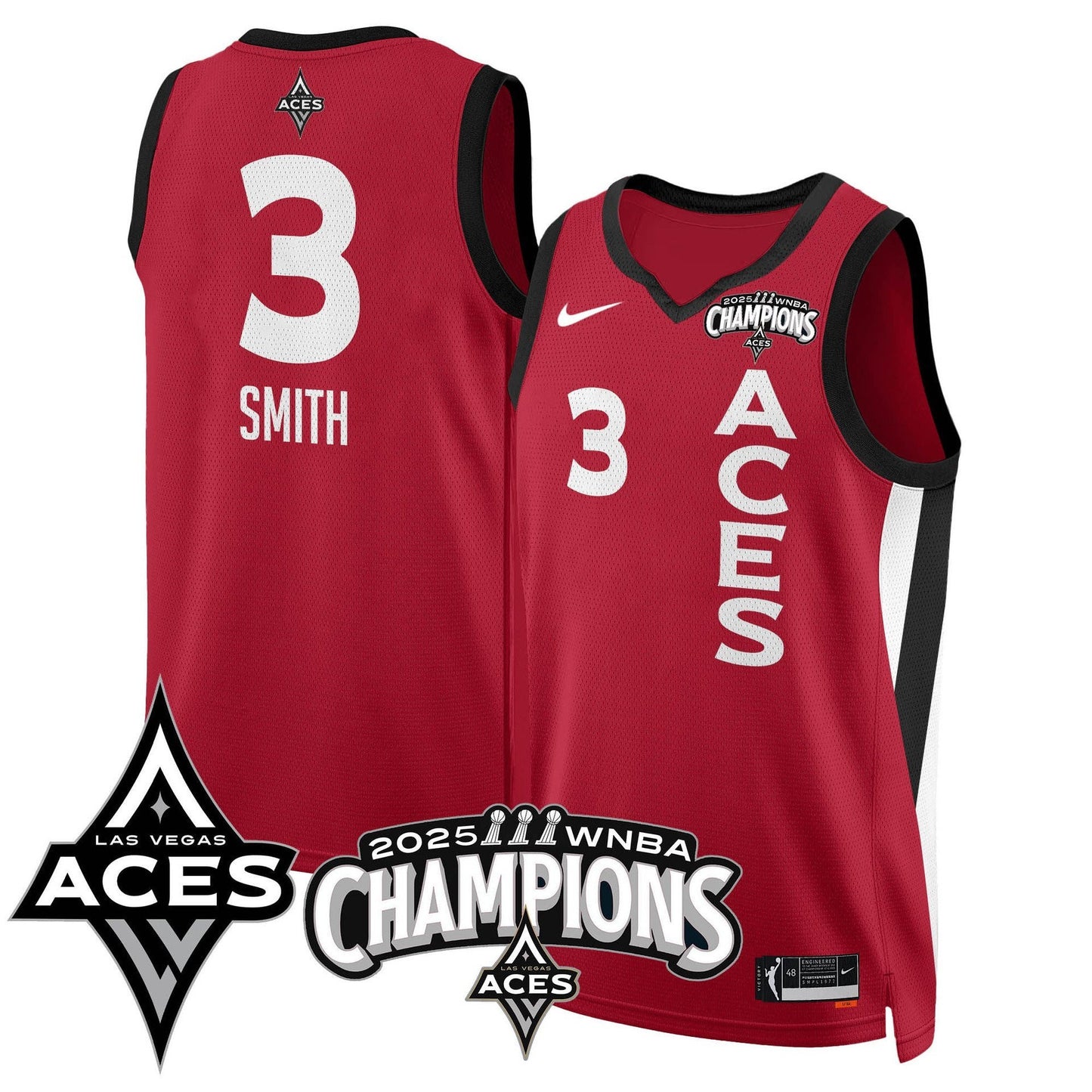 Men's Las Vegas Aces 2025 WNBA Championship Jersey - All Stitched