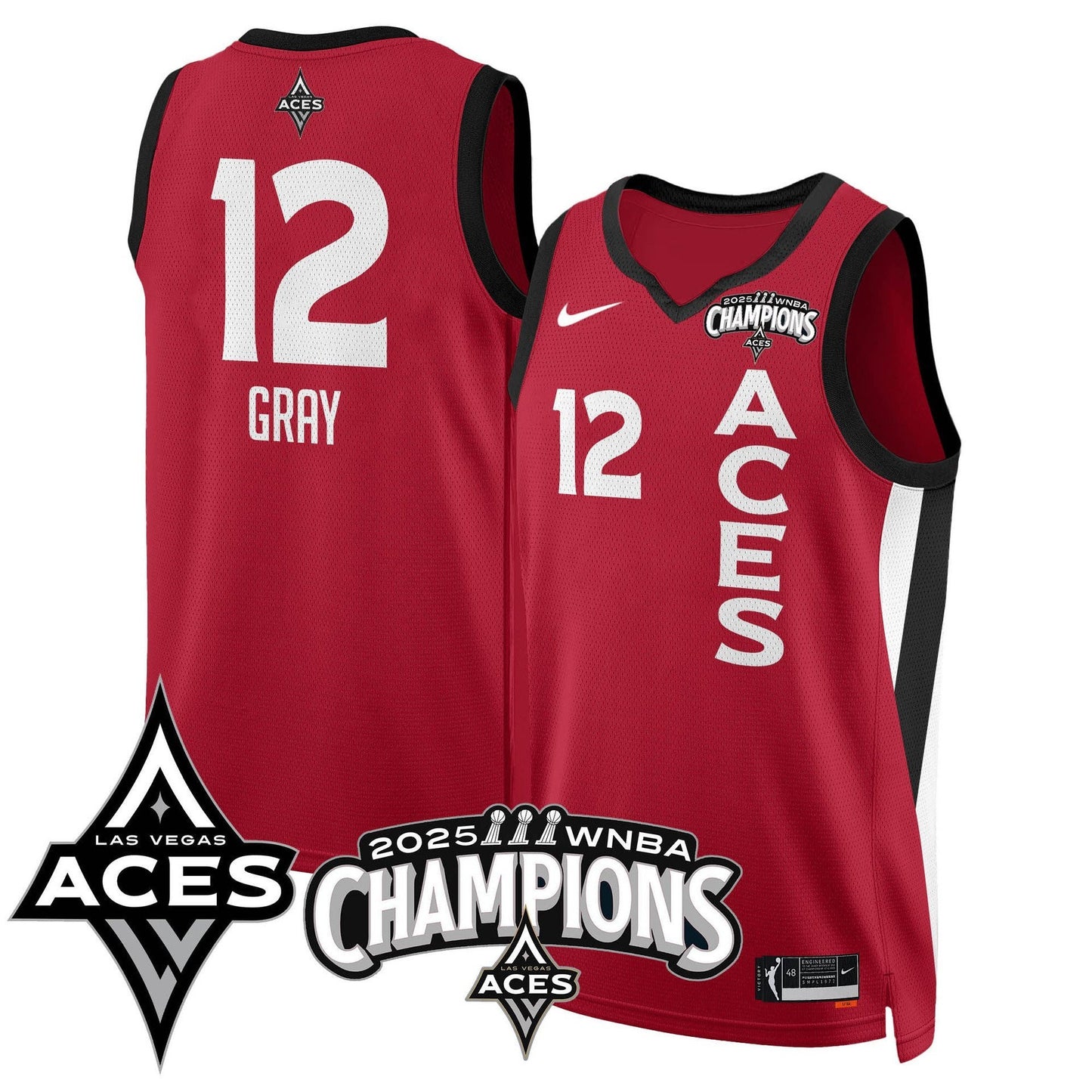 Men's Las Vegas Aces 2025 WNBA Championship Jersey - All Stitched