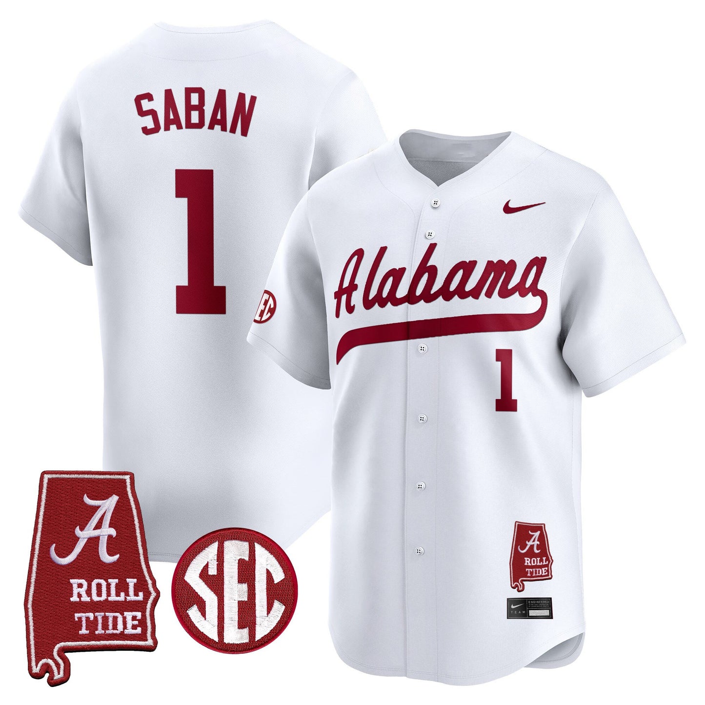 Men's Alabama Crimson Tide 2025 Vapor Baseball Jersey - Alabama Map - All Stitched
