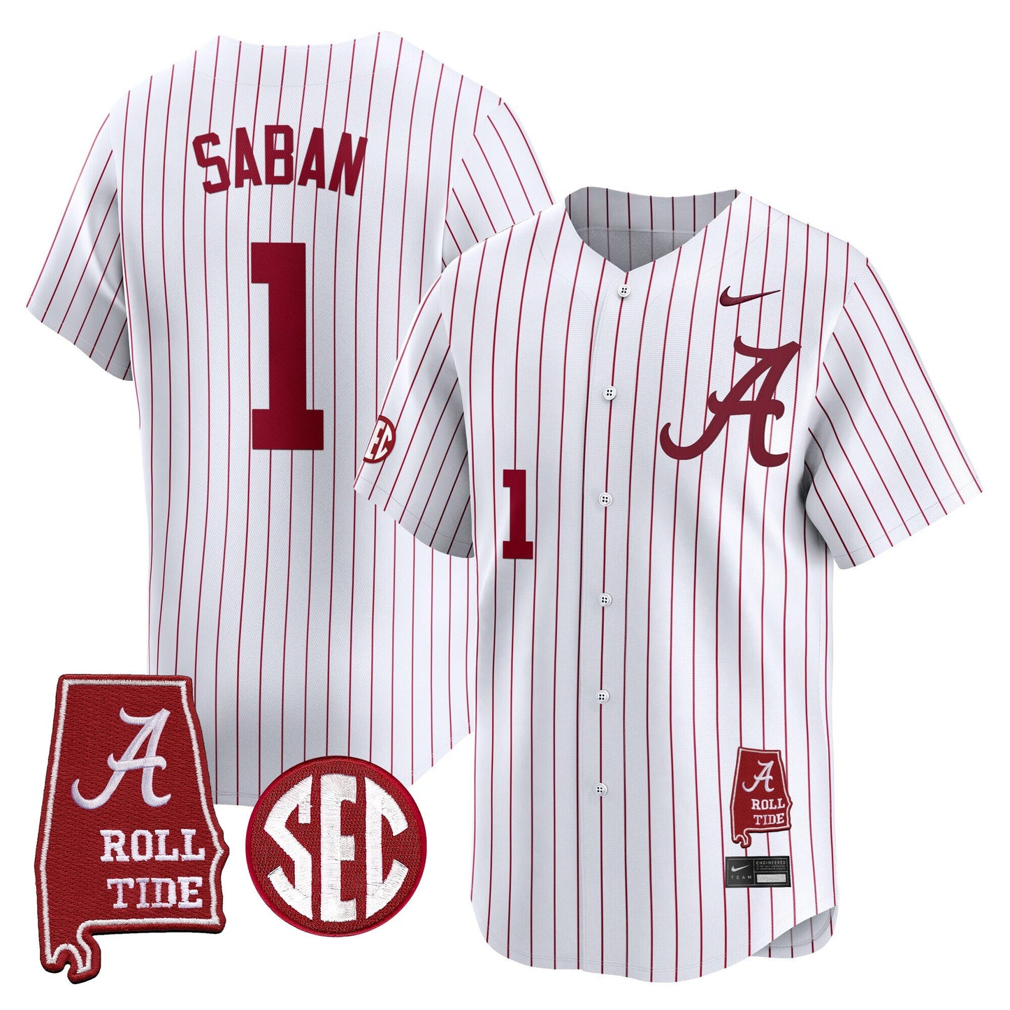 Men's Alabama Crimson Tide 2025 Vapor Baseball Jersey - Alabama Map - All Stitched
