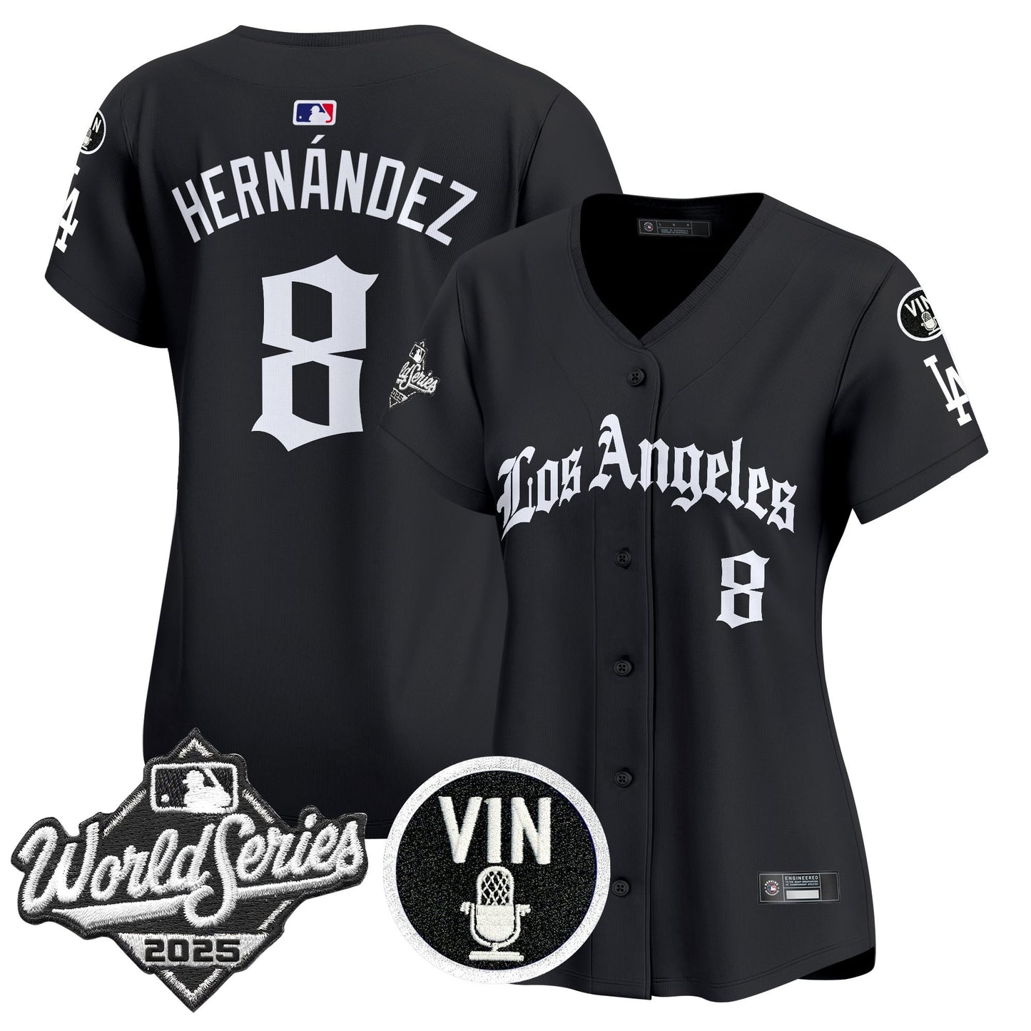 Women's Dodgers 2025 World Series Vapor Premier Limited Jersey - LA Gothic Edition - All Stitched