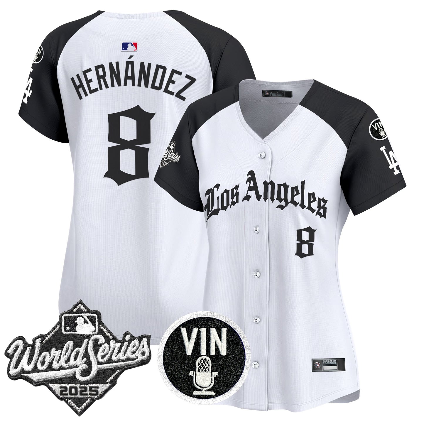 Women's Dodgers 2025 World Series Vapor Premier Limited Jersey - LA Gothic Edition - All Stitched