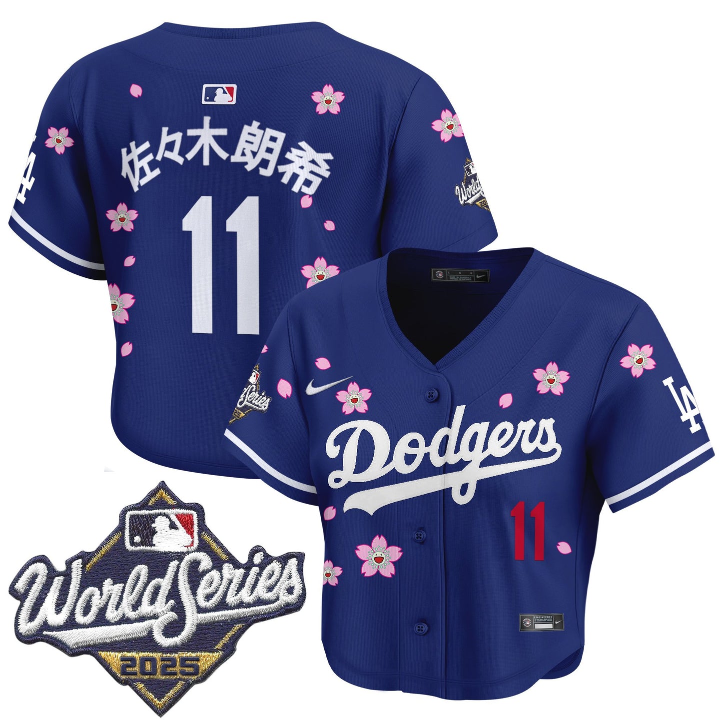 Women's Dodgers 2025 World Series x Tokyo Series Crop Top Baseball Jersey - All Stitched