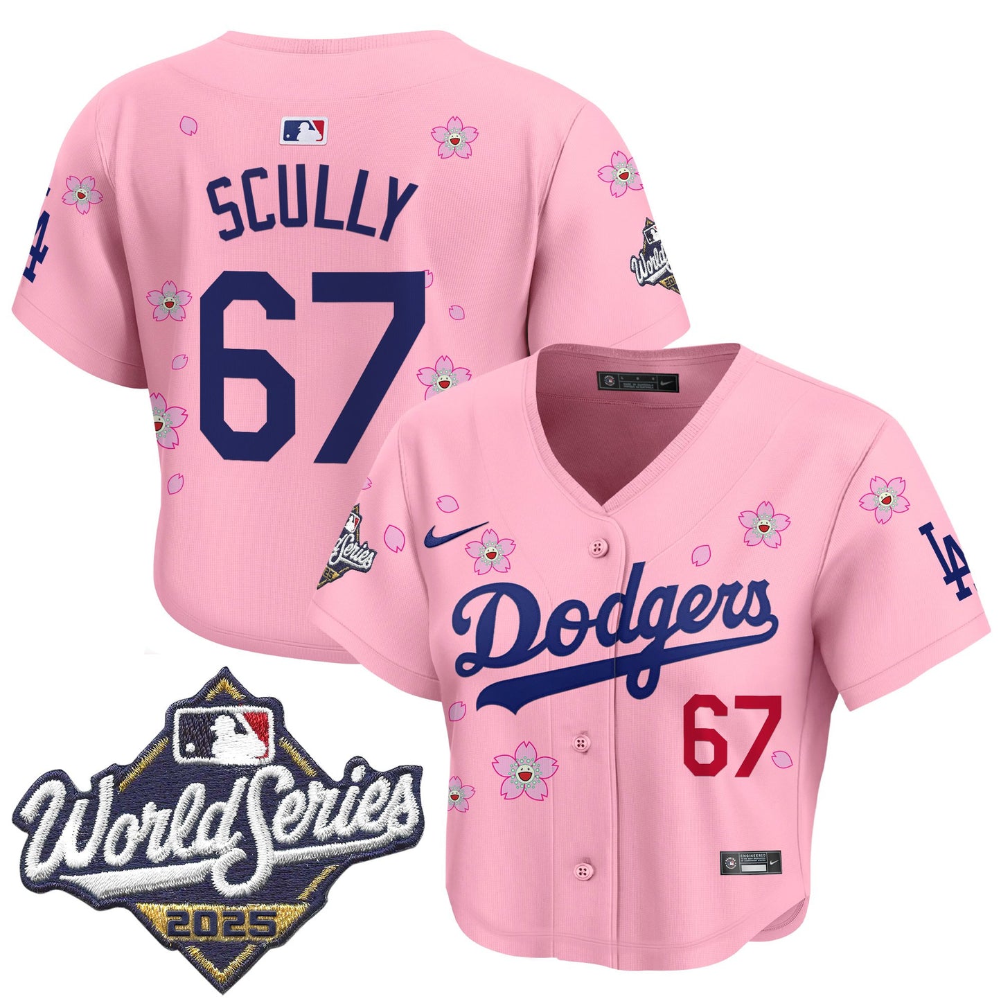 Women's Dodgers 2025 World Series x Tokyo Series Crop Top Baseball Jersey - All Stitched