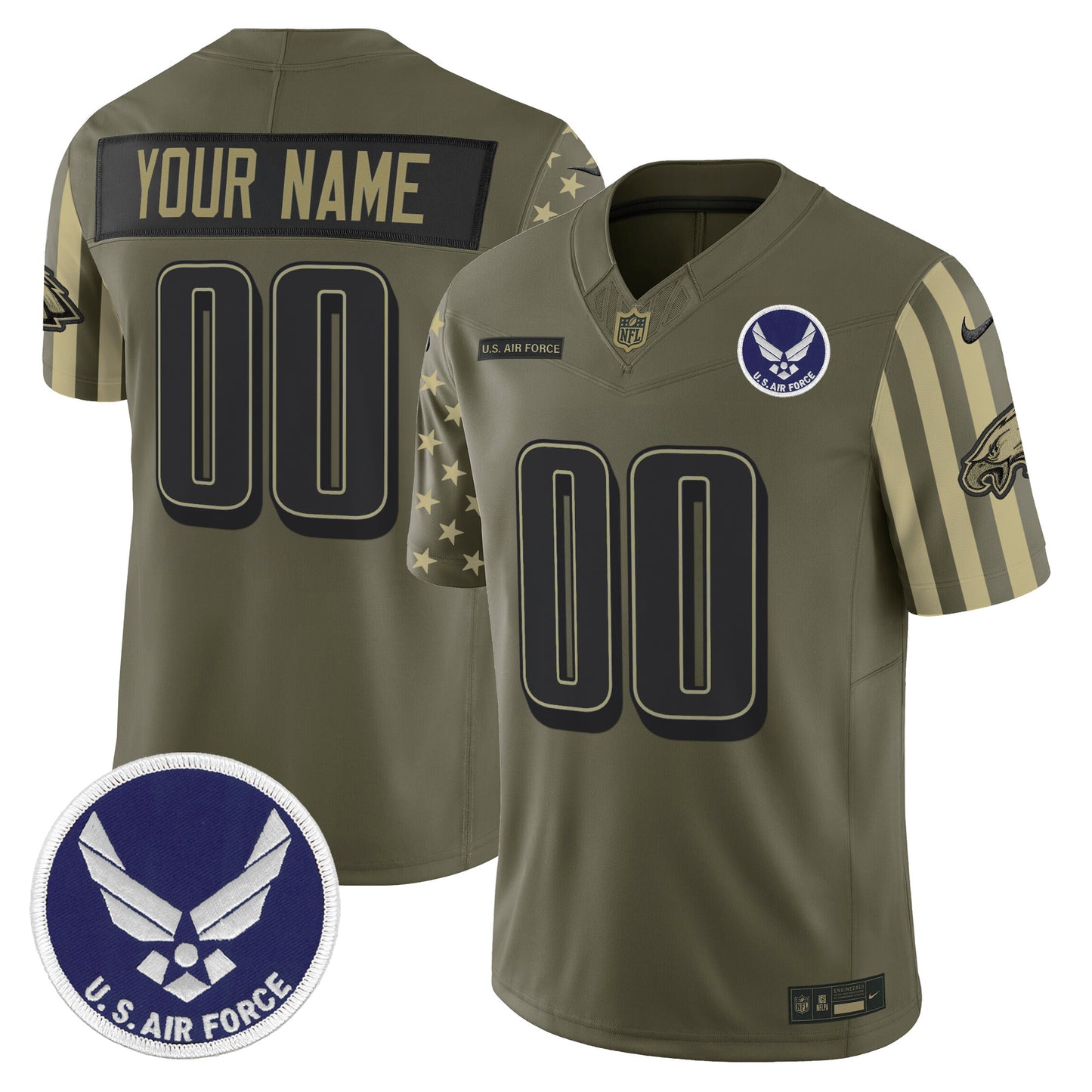 Philadelphia Eagles x U.S. Military Veteran Vapor Limited Custom Jersey - All Stitched