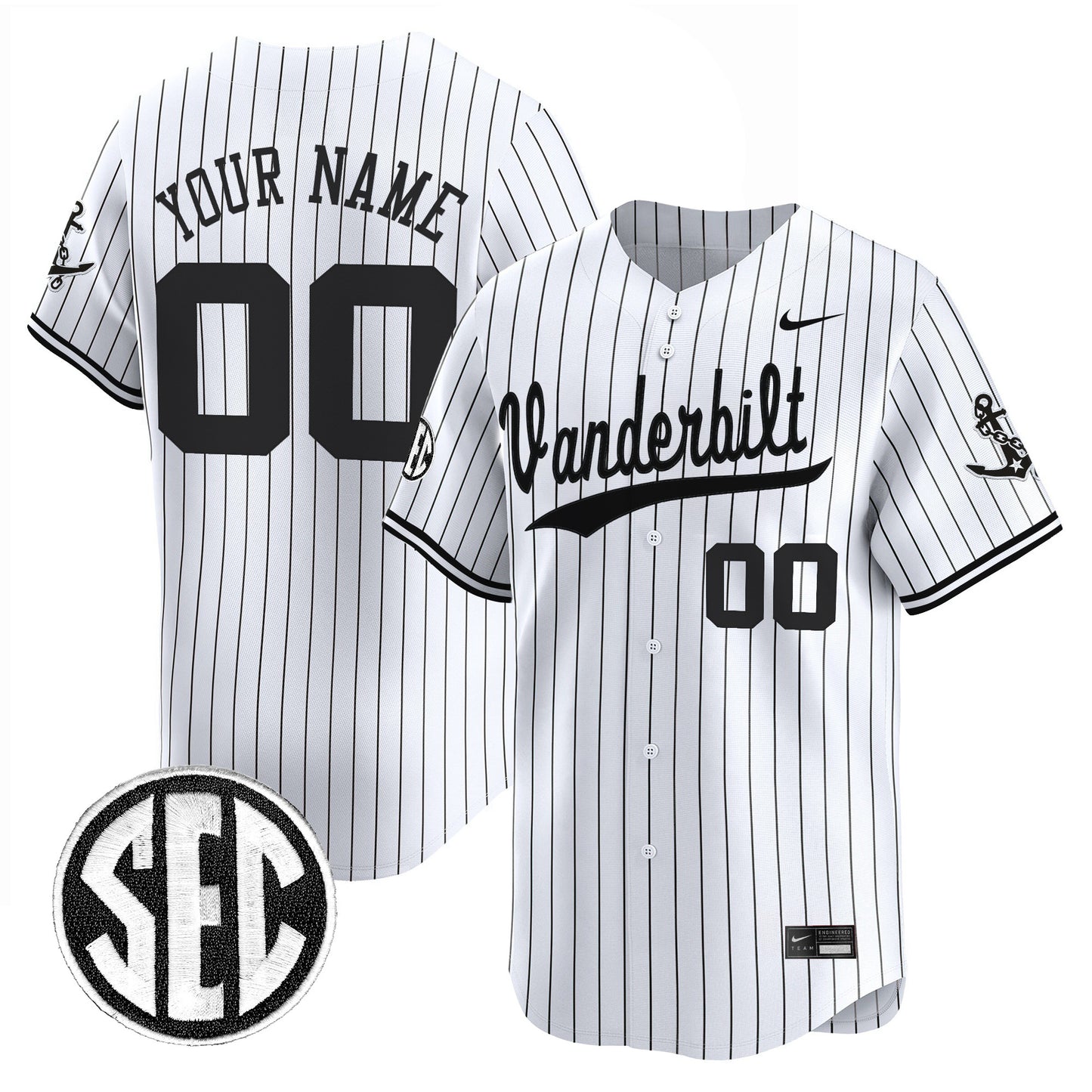 Vanderbilt Commodores 2025 Vapor Baseball Custom Jersey - All Stitched