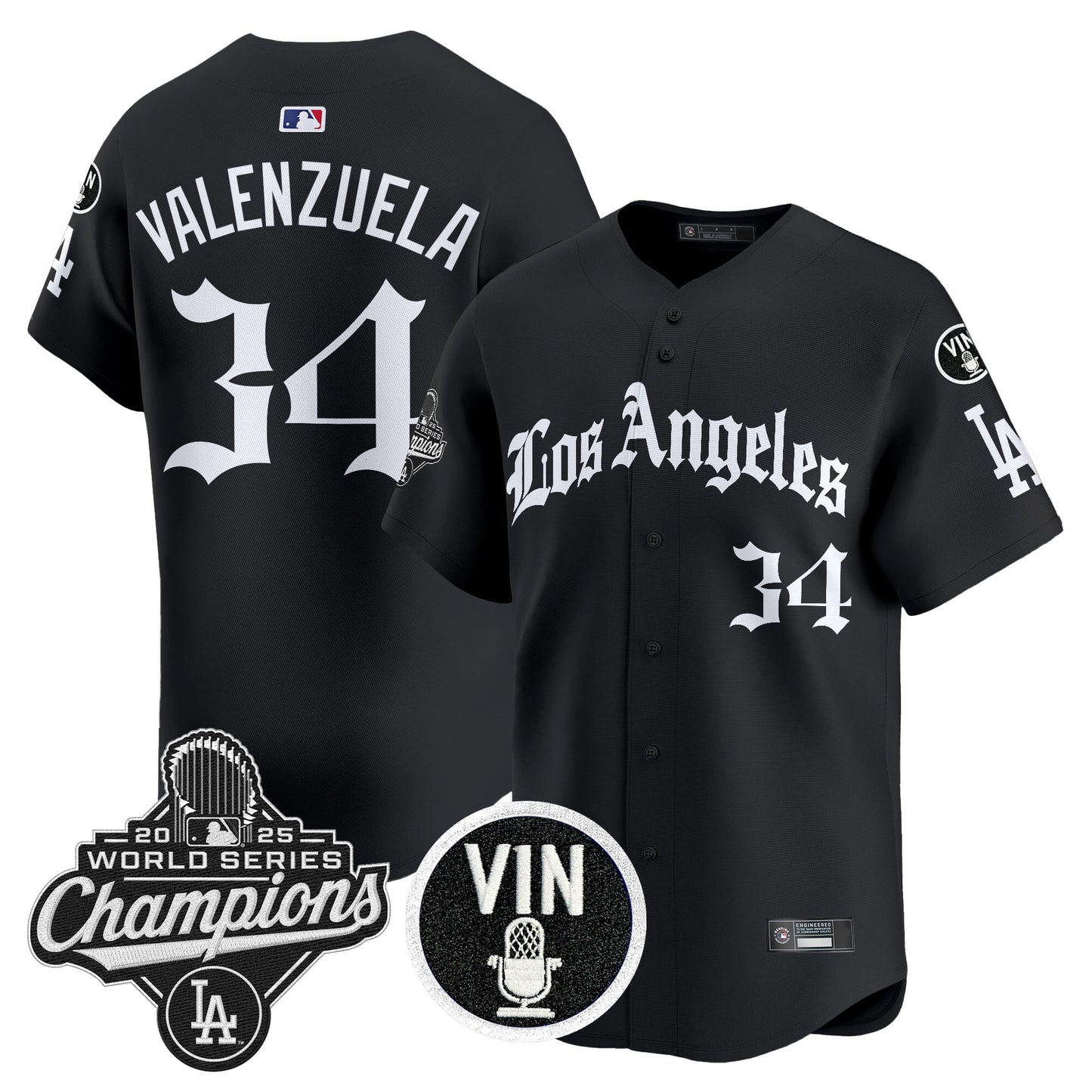 Men's Dodgers 2025 World Series Champions Vapor Premier Limited Jersey - LA Gothic Edition - All Stitched
