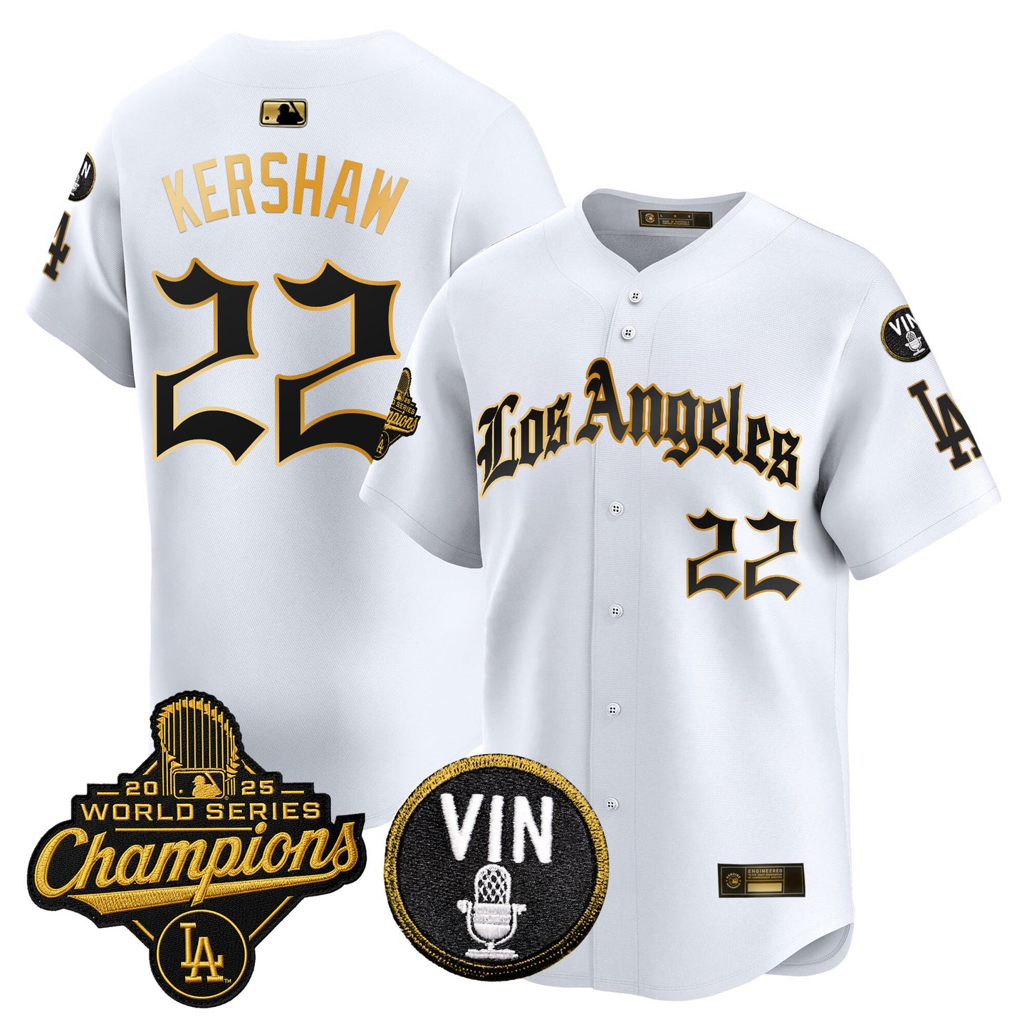 Men's Dodgers 2025 World Series Champions Vapor Premier Limited Jersey - LA Gothic Edition - All Stitched