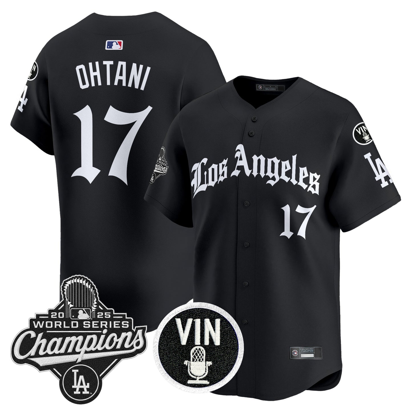 Men's Dodgers 2025 World Series Champions Vapor Premier Limited Jersey - LA Gothic Edition - All Stitched