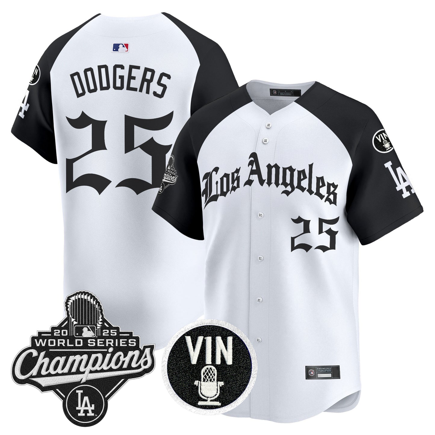Men's Dodgers 2025 World Series Champions Vapor Premier Limited Jersey - LA Gothic Edition - All Stitched