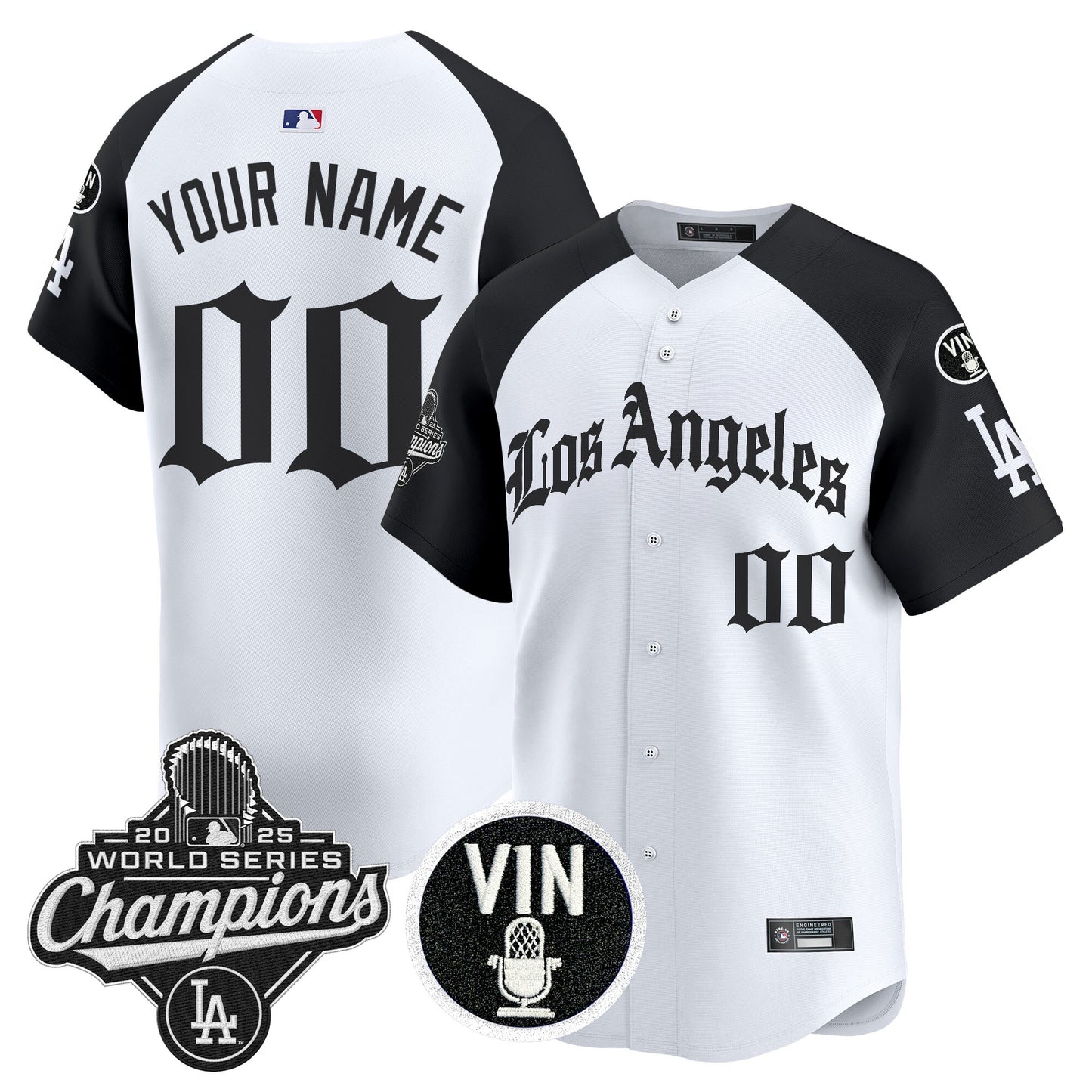 Dodgers 2025 World Series Champions Vapor Premier Limited Custom Jersey - LA Gothic Edition - All Stitched