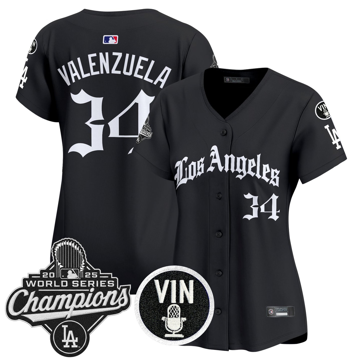 Women's Dodgers 2025 World Series Champions Vapor Premier Limited Jersey - LA Gothic Edition - All Stitched